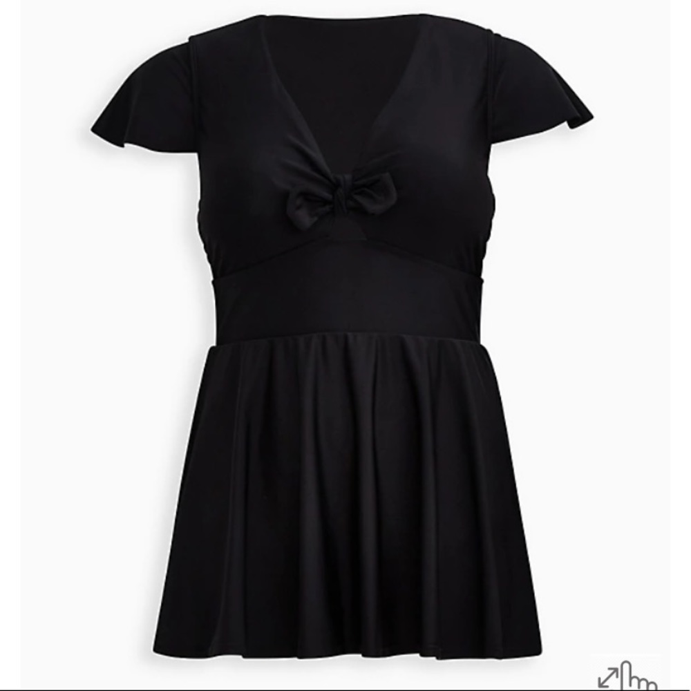 NWT | Torrid sz 4 | black flutter sleeve skater swim dress